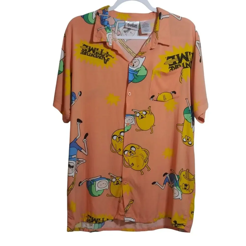 Adventure Time Lightweight Relaxed Button Up Short Sleeve Top Size M - Picture 1 of 6